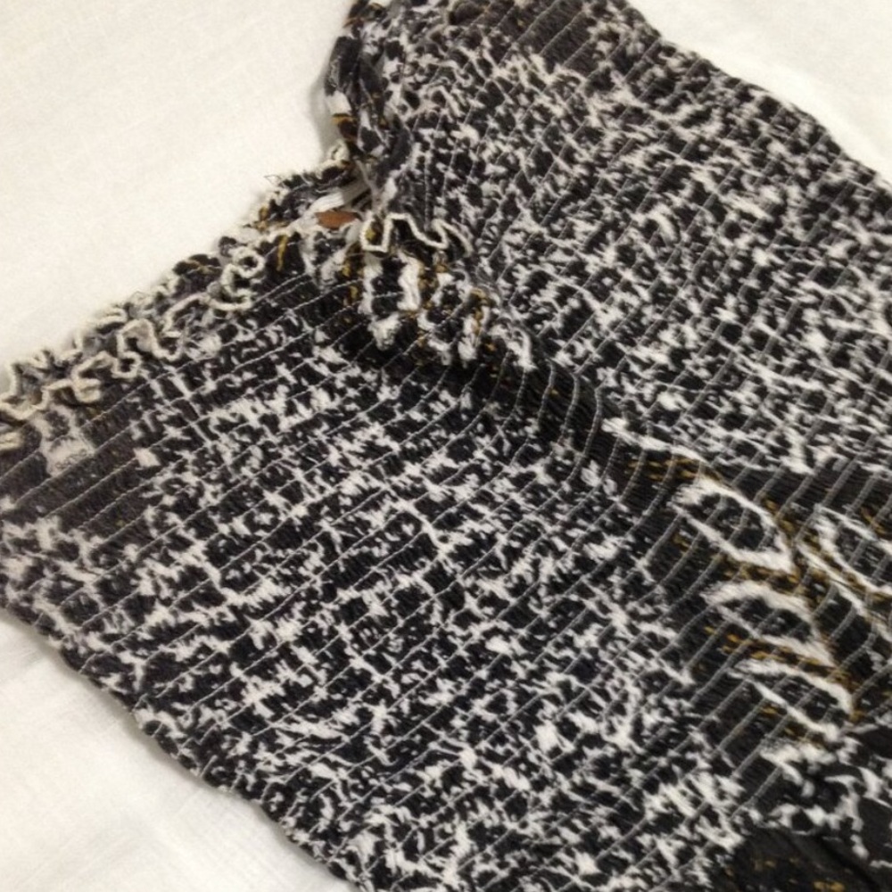Free People Balloon Gauzy Smocked Strapless Black and White Jumpsuit. Size Small - Picture 5 of 7